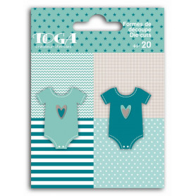 Die-cuts 20 formes découpées Body Bleu et Taupe - Toga