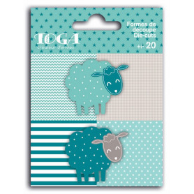 Die-cuts 20 formes découpées Moutons Bleu et Taupe - Toga