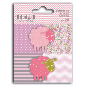 Die-cuts 20 formes découpées Moutons Rose Vert et Gris - Toga