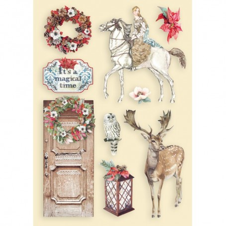 Colored Wooden frame A5 Horse and Deer - Winter Tales - Stamperia