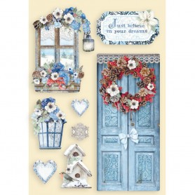 Colored Wooden frame A5 Door and Window - Winter Tales - Stamperia