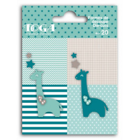 Die-cuts 20 formes découpées Girafes Bleu et Taupe - Toga