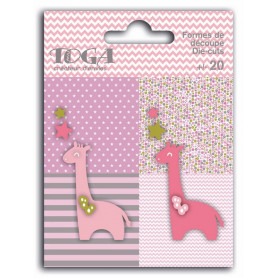 Die-cuts 20 formes découpées Girafes Rose Vert et Gris - Toga
