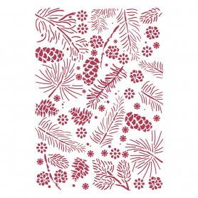 Pochoir Pinecones 21x30cm - Stamperia Thick Stencil Classic Christmas