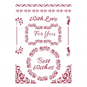 Pochoir Best Wishes 21x30cm - Stamperia Thick Stencil Classic Christmas