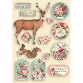 Colored Wooden frame A5 Pink Christmas - Stamperia