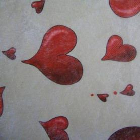 Non-tissé Amour rouge/beige Creapop - Hobbyfun