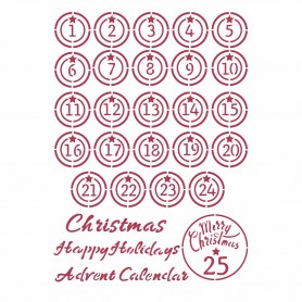 Pochoir Advent 21x30cm - Stamperia Thick Stencil Christmas Patchwork