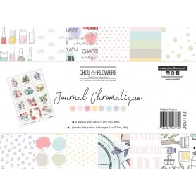 Set de papier A4 Journal Chromatique 6f + 1 planche d'étiquettes - Chou and Flowers