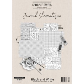 Set de papier A4 Black and White 8f - Journal Chromatique - Chou and Flowers