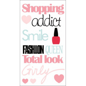 Autocollants epoxy 3D Fashionista Shopping Addict - Artémio