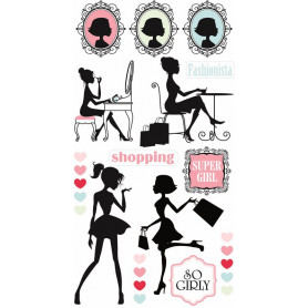Autocollants puffies 3D Fashionista silhouette - Artémio