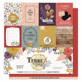 Set de papier 30x30 Terre des Sens 8f + 1 planche d'étiquettes - Florilèges Design