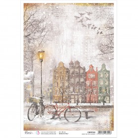 Papier de riz A4 Home for the Holidays - 1 feuille - Memories of a Snowy Day - Ciao Bella Papercrafting
