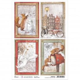 Papier de riz A4 Cards - 1 feuille - Memories of a Snowy Day - Ciao Bella Papercrafting