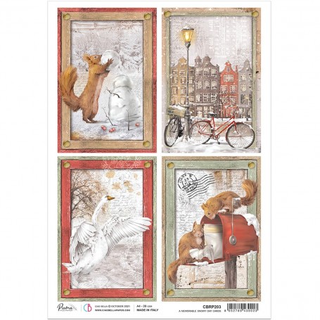 Papier de riz A4 Cards - 1 feuille - Memories of a Snowy Day - Ciao Bella Papercrafting