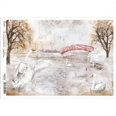 Papier de riz A4 Swan Lake - 1 feuille - Memories of a Snowy Day - Ciao Bella Papercrafting
