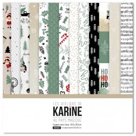 Set de papier 30x30 Au Pays magique 6 feuilles et 1 calque - Les ateliers de Karine