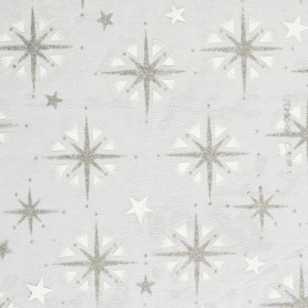 Tissu décoratif Etoiles Argent/Blanc Creapop - Hobbyfun