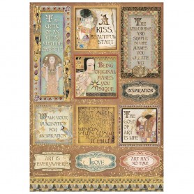 Papier de riz A4 Quotes and Labels - 1 feuille - Klimt - Stamperia