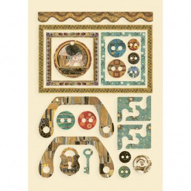 Colored Wooden Shape A5 Frames and Buttons - Klimt - Stamperia