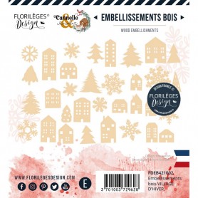 Embellissements bois Village d'hiver - Cannelle et Chocolat - Florilèges Design