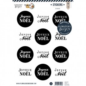 Stickers Joyeux Noël Noir et blanc - Cannelle et Chocolat - Florilèges Design