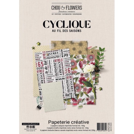 Set de papier A4 Cyclique - Au fil des saisons 10f - Chou and Flowers