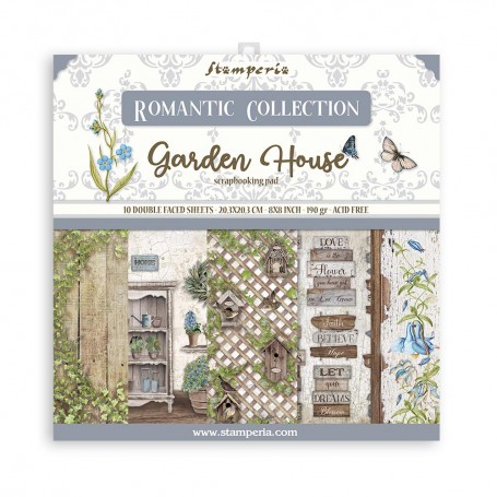 Set de papier 20x20 Romantic Garden House 10 feuilles - Stamperia