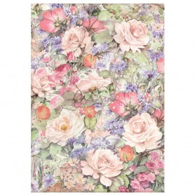 Papier de riz A4 Flowers - 1 feuille - Casa Granada - Stamperia