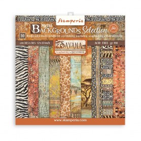 Set de papier 30x30 Backgrounds Selection Savana 10 feuilles - Stamperia