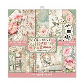Set de papier 20x20 House of Roses 10 feuilles - Stamperia