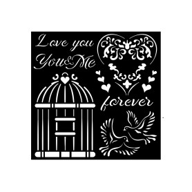 Pochoir Love me 18x18cm - You and Me - Stamperia Thick Stencil