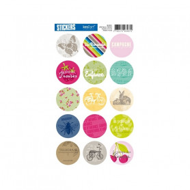 Autocollants ronds Le clos fleuri - Kesi'art stickers