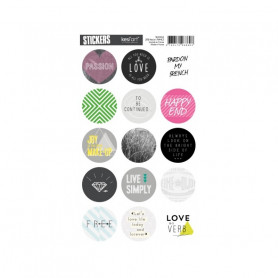 Autocollants ronds Kiss my néon anglais- Kesi'art stickers