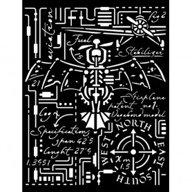 Pochoir Airplane 20x25cm - Sir Vagabond Aviator - Stamperia Thick Stencil