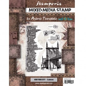 Mixed Media Stamps New York City 5pc - Sir Vagabond Aviator - Stamperia