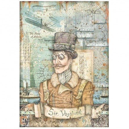 Papier de riz A4 Image - 1 feuille - Sir Vagabond Aviator - Stamperia