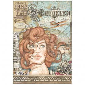 Papier de riz A4 Lady - 1 feuille - Sir Vagabond Aviator - Stamperia