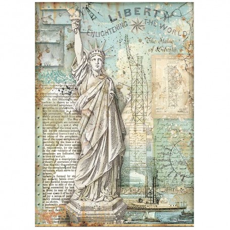 Papier de riz A4 Statue of Liberty - 1 feuille - Sir Vagabond Aviator - Stamperia