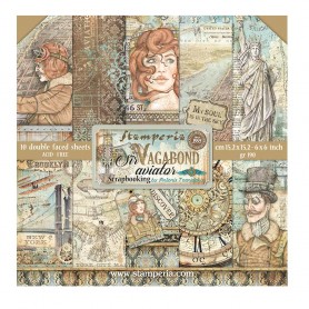 Set de papier 15x15 Sir Vagabond Aviator 10 feuilles - Stamperia