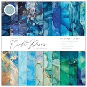 Set de papier 30x30 Ink Drops - Ocean 30f - Craft Consortium