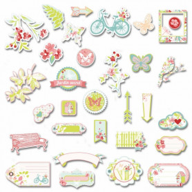 Chipboards en carton 31pc Jardin secret - Toga