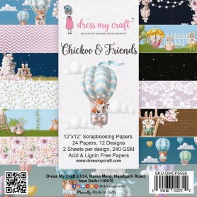 Set de papier 30x30 Chickoo and Friends 24 feuilles - Dress my Craft
