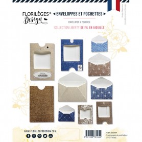 Enveloppes et pochettes Effet Toile - De Fil en Aiguille Liberty 10 pc - Florilèges Design