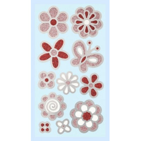 Autocollants Design Métallique Fleur rouge - Hobbyfun 