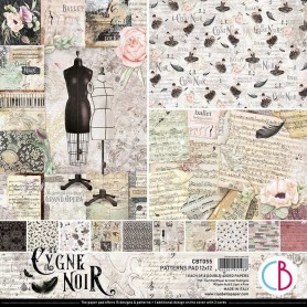Set de papier 30x30 Cygne Noir 8 feuilles - Patterns Pad Ciao Bella Papercrafting
