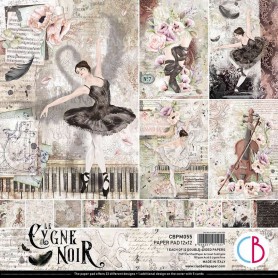 Set de papier 30x30 Cygne Noir 12 feuilles - Ciao Bella Papercrafting