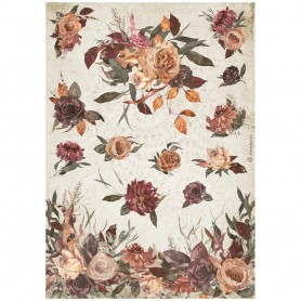 Papier de riz A4 Flowers - 1 feuille - Our Way - Stamperia