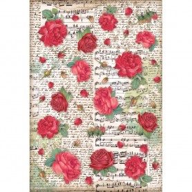 Papier de riz A4 Red Roses - 1 feuille - Desire - Stamperia